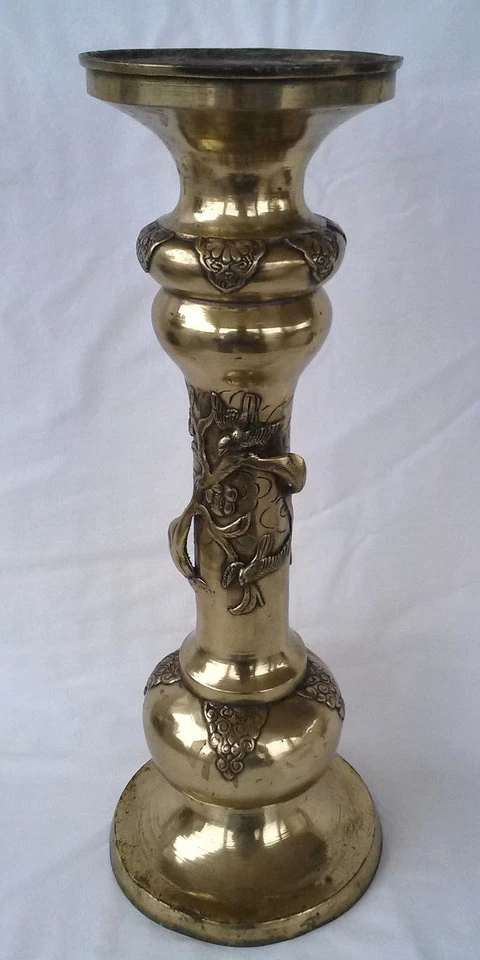 Antique Asian Gilt Bronze Pedestal/Plant Stand w/ Applied Birds/Trees Circa 1920 - Image 1 of 4