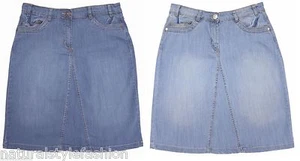 Ladies new stretch denim Blue wash knee length skirts Regular size Ex highstreet - Picture 1 of 5