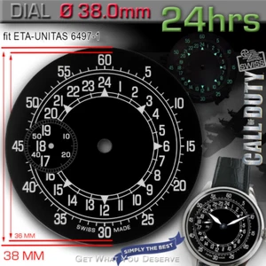 DIAL FOR MOVEMENT ETA UNITAS 6497-1, 24h SPECIAL, SECONDE 9H, CL1 SUPERLUMINOVA - Picture 1 of 2