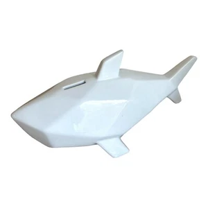 VINTAGE CUBIST DESIGN SHARK FISH PORCELAIN PIGGY BANK  - Picture 1 of 7