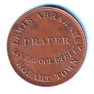 Australia Token.  Abrahams - 1855 Halfpenny.  Hobart Town Tasmania..  EF - Bild 1 von 2