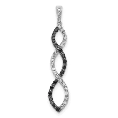 Colgante retorcido de diamantes blanco y negro de 1/4 quilates de oro blanco de 14 k 1,52 g regalo para madre Foto 1 de 4