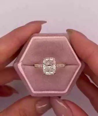 2.10 Ct Hidden Halo Wedding Ring Certified VS2 Lab Grown Diamond 14k Yellow Gold - Image 1 of 4