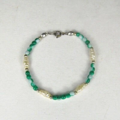 Imitation Pearl Beaded Bracelet Goldtone Jewelry Plastic Jewelry Delicate - Image 1 of 4