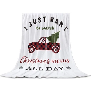 Christmas Movie Watching Throw Blanket,Flannel Fleece Blanket-Red Black Check... - Picture 1 of 9