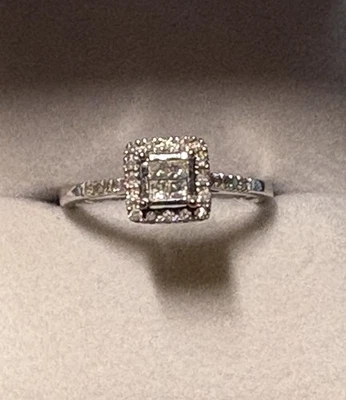 10K White Gold ~ Diamond Engagement or Promise Ring ~ Size 6.75 - Image 1 of 3