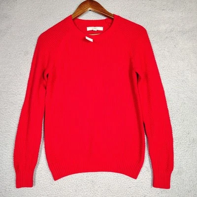Loft Sweater Women's XS Red Waffle Knit Raglan Sleeve Pullover Classic Cozy NWT - Image 1 of 4