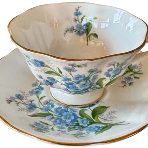 Platillo taza de té Royal Albert de colección Forget Me Not Bone China Inglaterra mediados de siglo - Imagen 1 de 15