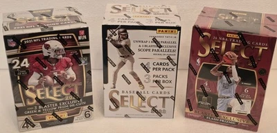 2021 Panini Select Football,2022 Baseball, 2024  Basketball blaster box Bundle  - Image 1 of 2