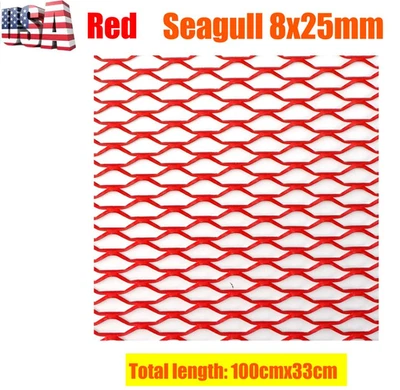100x33cm【8x25mm】Aluminio Coche Parachoques Parrilla Malla Red Ventilación Rojo Universal EE. UU. Foto 1 de 4