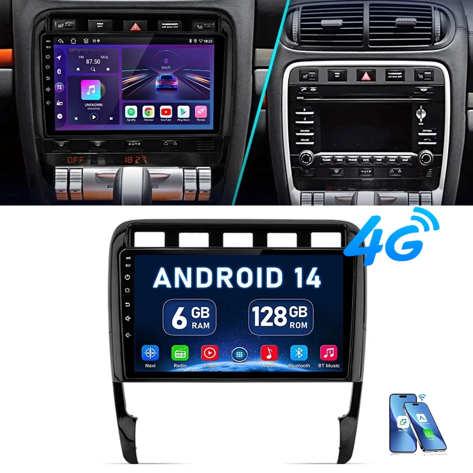 6+128G CarPlay Android 14 Autoradio GPS Navi WIFI Für Porsche Cayenne 9PA 02-10 - Bild 1 von 4