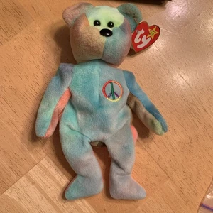 Ty Beanie Baby - PEACE the Ty-Dyed Bear (8.5 Inch) NEW MWMTs Stuffed Animal Toy - Picture 1 of 8