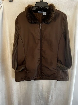 Jane Ashley Y2K XL FZ куртка с искусственным мехом с подкладкой воротник вязаный ребристый руки. A - Изображение 1 из 4