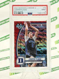 Cooper Flagg 1st 2024 Bowman U Chrome #16 Red Wave Refractor /45 RC PSA 9 Mint - Picture 1 of 2