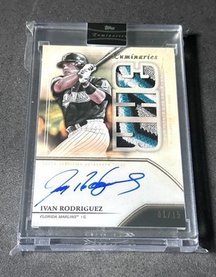 Ivan Rodriguez 2020 Topps Luminaries Home Run Kings Patch Auto Autograph 01/15 - Image 1 of 2
