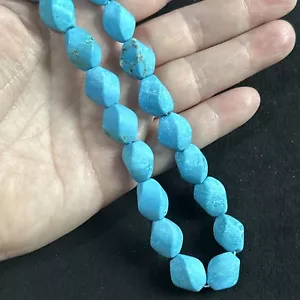 Turquoise Magnesite Twisted Barrel Beads Approx 15mm X 10mm 35cm Strand - Picture 1 of 2