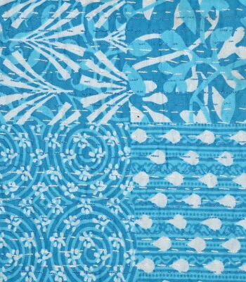 Queen Bedcover Handmade Bed Sheet Indian Gudari coverlet Cotton Throw Bedspread - Image 1 of 4