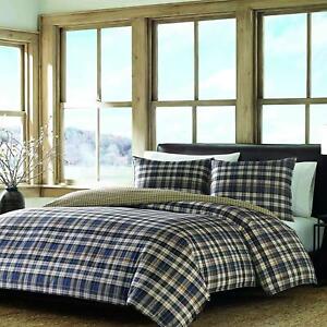 Eddie Bauer Port Gamble Comforter Set, Full/Queen, Blue, 3 Piece