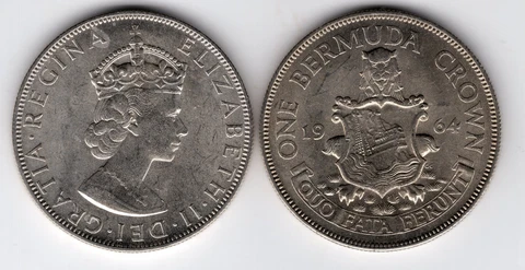 Bermuda 1964 Silver Crown  Dollar Coin BU  LUSTRE Cover