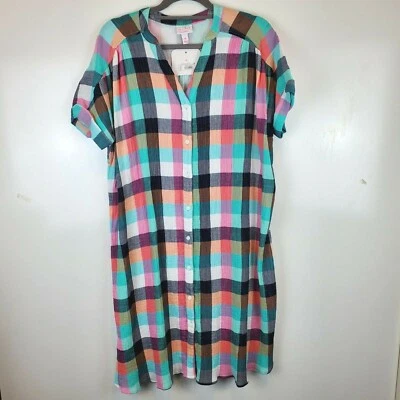 Ingrid & Isabel Womens Plaid Maternity Dolman Sleeve Shirt Dress MISSING BELT - Image 1 of 4