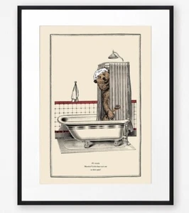 Funny Bear Art, Vintage Bear Print, Quirky Bathroom Art, Surreal Art, Humour - Picture 1 of 3