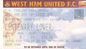 Calcio - Biglietto partita West Ham United vs Leeds United, 14/05/2000 - Imagen 1 de 2