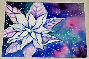 Original ACEO WATERCOLOR PAINTING PSYCHEDELIC COSMIC PLANT FLOWER Marie Osborne - Picture 1 of 2
