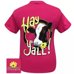 Girlie Girl Originals Preppy Hay Y’all Cow T-Shirt - Picture 1 of 10