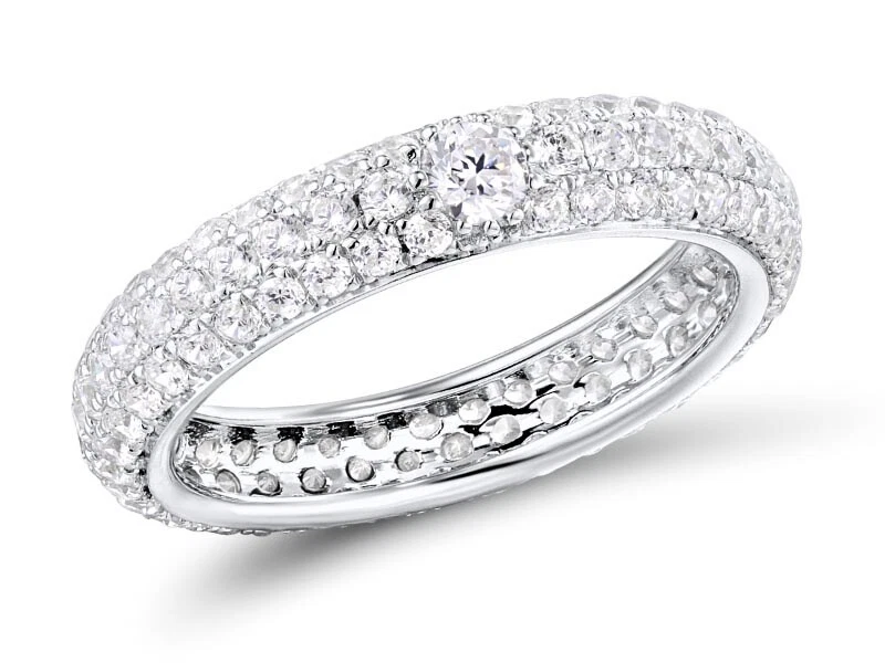 925 Silberring mit Zirkonia Steinen Weiss ganz umlaufend - Bild 1 von 1