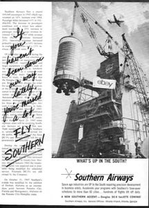 SOUTHERN AIRWAYS 1966 SOUTH HAS SPACE AGE INDUSTRIES AND WE SERVE 60 CITIES AD - Bild 1 von 1