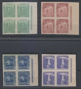 EL SALVADOR 1896 Sc 157B-157C, 157E & 157K MGNL IMPERF BLOCKSx4 FULL IMPRINTS - Picture 1 of 1