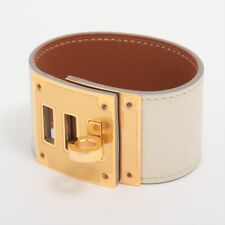 Hermes Kelly Dog C Engraved: 2018 Bracelet T1 Gold Platedx Leather Ivoryx Gold
