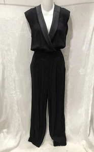 New Vintage ABS Black Sleeveless Jumpsuit L 8 10 $280 - Picture 1 of 8