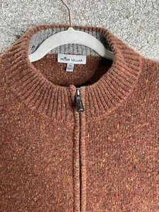Peter Millar Donegal 1/4 Zip Golf Sweater Men's XL Alpaca Burnt Orange MF20S68 - Picture 1 of 10