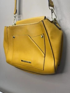 Steve Madden Top Handle Shoulder Purse Mustard Yellow Cream Interior - Picture 1 of 7