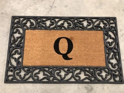 Felpudo Nedia Home 18014Q Acanthus Border 22"x36" de goma - con monograma "Q" Foto 1 de 2