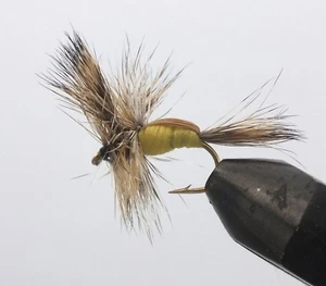 Yellow Humpy Trout Fly Size 12 - 1 Dozen (12)  Dry Flies F732 - Picture 1 of 2