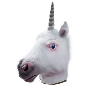 Forum Novità Halloween Cosplay Unicorno Maschera Testa Completa, Bianco, Taglia Unica - Foto 1 di 1