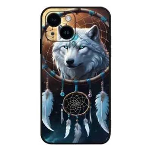 Beautiful Wolf Dreamcatcher on Black matte Phone Case iPhone 15 Plus - Picture 1 of 5