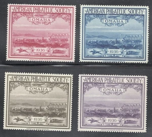 US poster stamp NH cinderella label Covered Wagons transportation APS Omaha 1936 - Picture 1 of 2