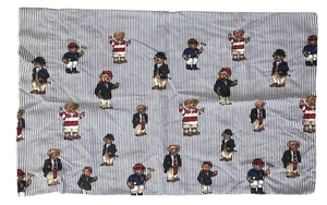 Vintage Ralph Lauren Preppy Teddy Bear Stripe Standard Pillowcase - Picture 1 of 4