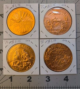 Vintage GLADIATORS Aluminium Karneval Doubloon x4: 1976 77 78 '81 Kupfer #MDG - Bild 1 von 9