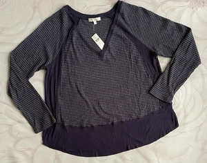 NUEVO Top Eri + Ali Athropologie talla XL azul marino cuello en V suéter súper suave - Imagen 1 de 6
