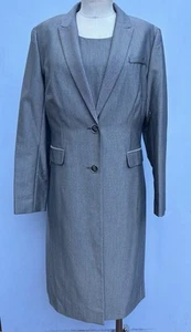 John Meyer Collection Women's Grey 2pc Long Jacket Dress Suit Size 14 - Picture 1 of 22