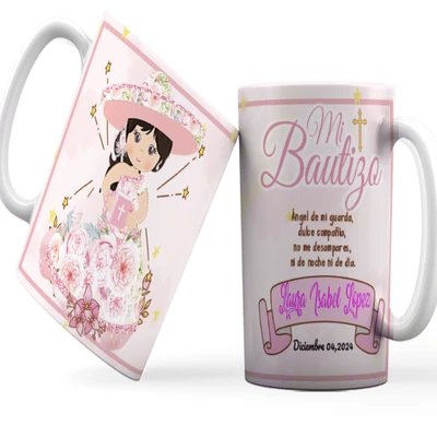 Recuerdos para Bautizo, Set 12 tazas de cerámica de 11oz Personalizadas - Image 1 of 4