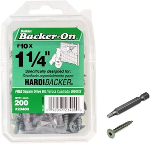 BACKER-ON 23400 #10 x 1-1/4-inch Flat-Head Square Cement Board Screws 200-Count - Picture 1 of 4