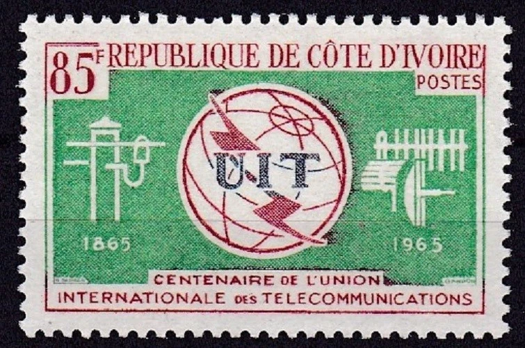 IVORY COAST SC.. #228 YT. 235 MNH CENTENARY OF INTL. TELECOMMUNICATION UNION - Image 1 of 1