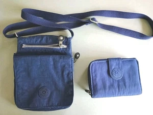 Kipling blau Denim Umhängetasche & Kalbsleder Geldbörse kostenloser Versand - Bild 1 von 7