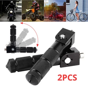 2X Motorcycle Foot Pegs 8MM Foldable Rear Footpeg 90 Degree Folding Passenger AU - Picture 1 of 14