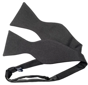 Black Panama bow tie textured Traditional self-tie style by L A Smith NEW - Picture 1 of 1